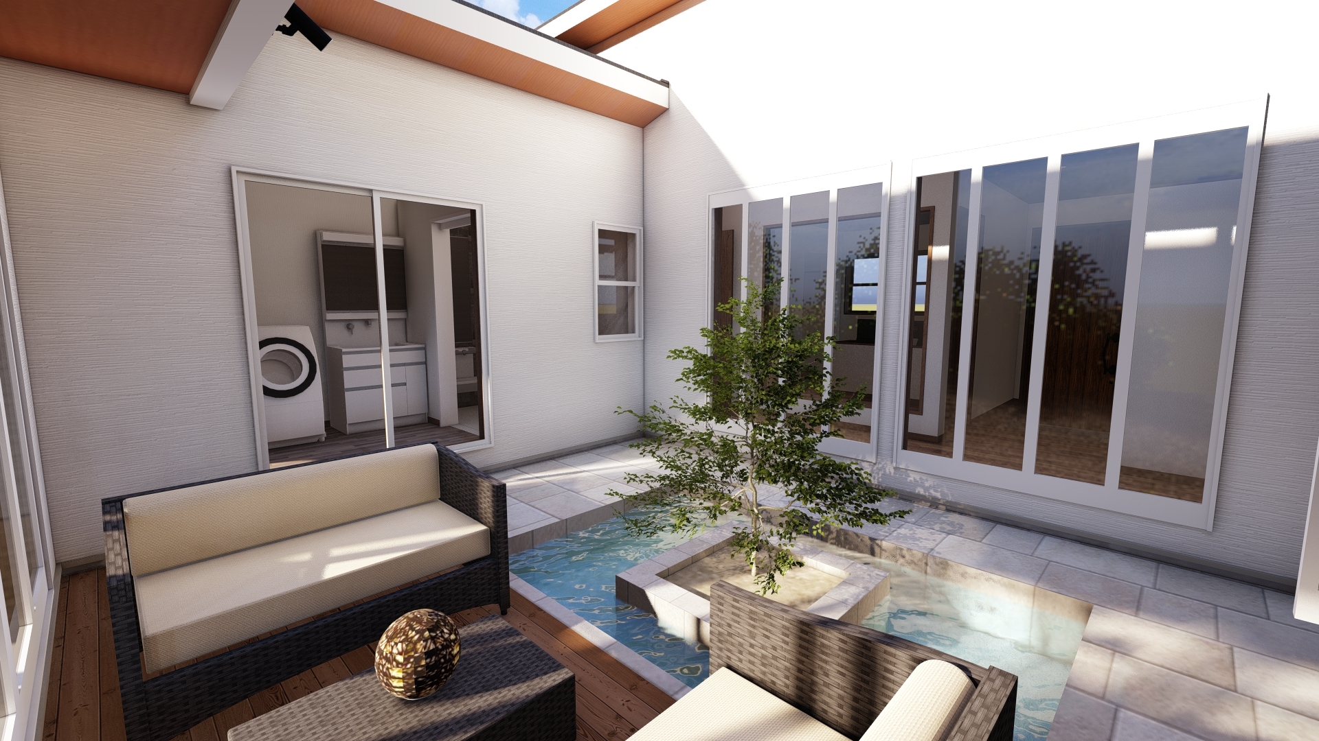 コの字型プラン　中庭プラン